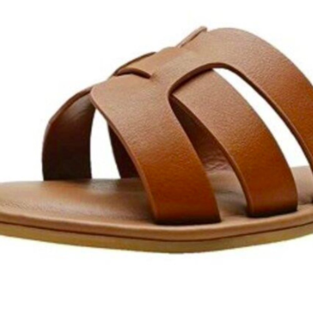 NEW The Drop Womens Monika Flat H-Band Slide Flat Sandal Sz 11tan